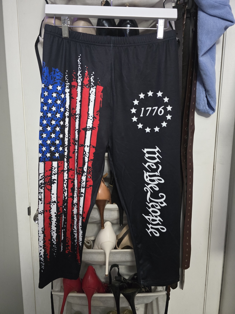 Never Worn Women's Black Patriotic Graphic Leggings - 1776 "We The People"